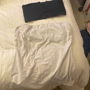 Juniors white LG strapless undershirt with built-in sports bra around shirt.